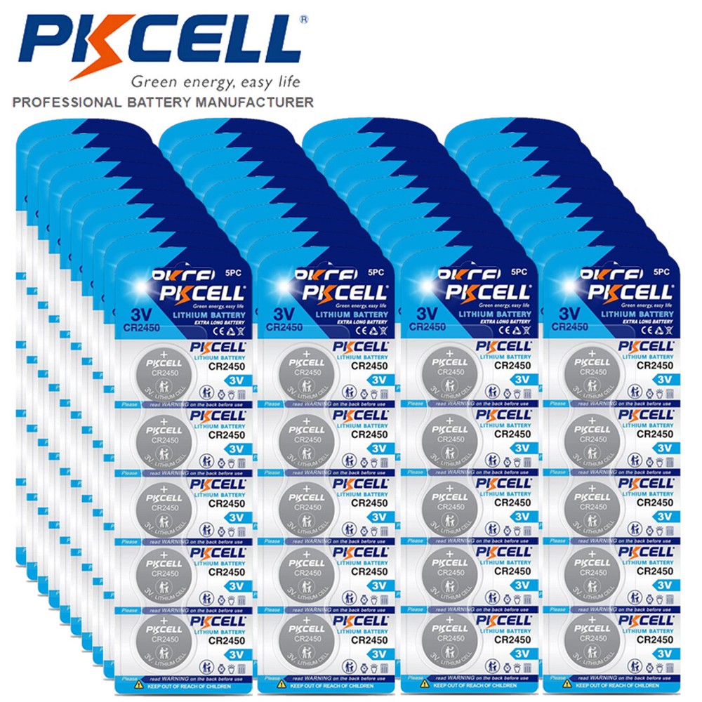 Lot PKCELL CR2450 Battery, Long-Lasting & High Capacity 3 Volt Coin & Button US