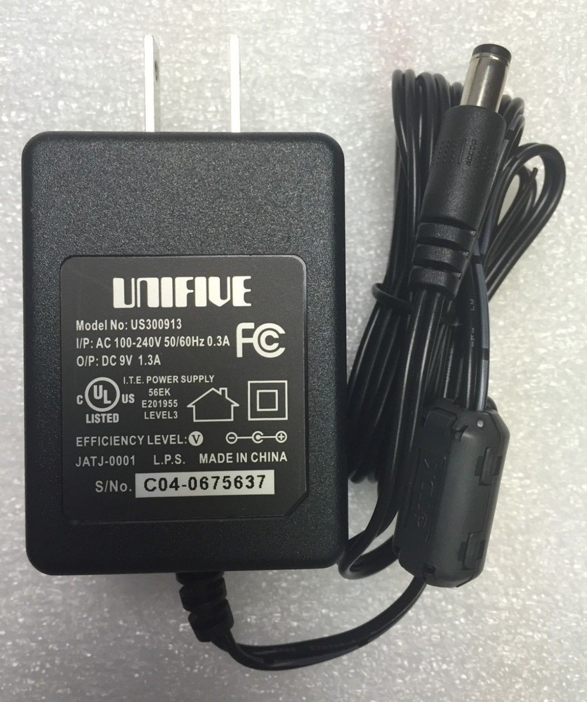 A/C -DC Adapter 9V-1.3A US300913 Unifive, 30 Days Money Back