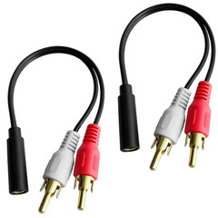 3.5mm Female to 2 RCA Male Y Splitter Audio Cable Stereo Adapter 8″ (2 Pack)
