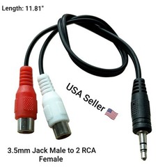 3.5mm AUX Stereo to 2 RCA Female Audio Y Cable Adapter Cord MP3 iPod Music AV