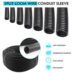 15&35Ft Corrugated Tubing Split Wire Loom Protect Conduit Auto Harness Wrap Lot