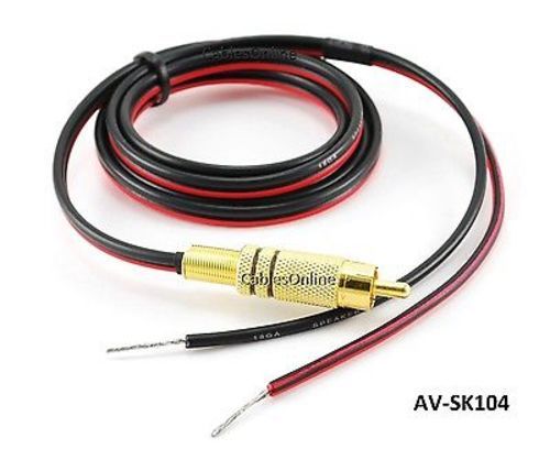 4ft CablesOnline 18 AWG Speaker Wire Single Cable with RCA Male Plug, AV-SK104