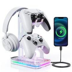 Luckit Gaming Headphones Stand, RGB Headset Stand with 2 USB Transparent
