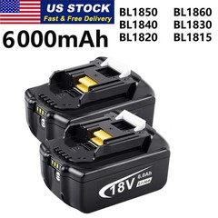 2 Pack 6.0Ah 18V For Makita LXT Lithium-Ion BL1840 BL1850 BL1860B Tool Battery