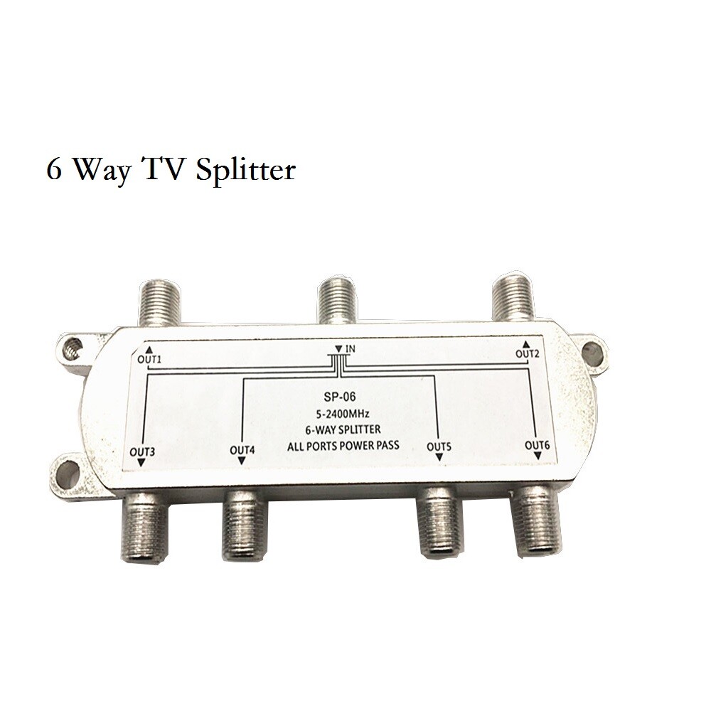 1PC 6 Way TV Splitter 5-2400 MHz Coax Cable Adapter For RG59 RG6 HDTV Satellite