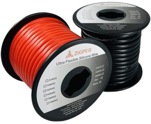 ZIGPEO 10 AWG Silicone Wire 50FT, Extra Flexible 10 Assorted Sizes , Colors