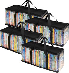Stock Your Home DVD Storage Bags (Set of 4) Media Organizer Bag for DVDs, CDs,