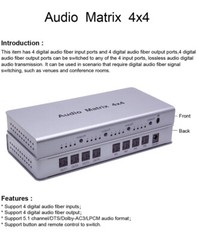 Audio Matrix 4×4 Switch Splitter SPDIF TOSLINK Digital Optical Audio 4 In 4 Out