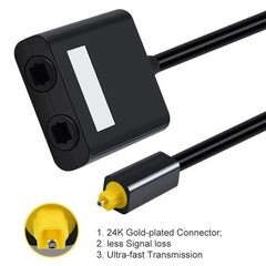 Toslink SPDIF Optical Audio Splitter 1 In 2 Out Digital Fiber Adapter Hub