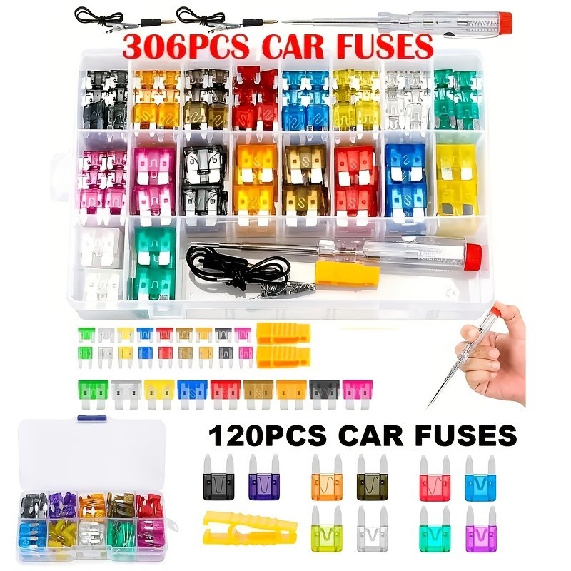 306PCS Car Fuse Kit – Auto Fuses with Tester & Puller