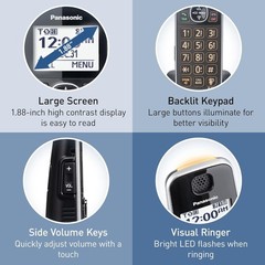 Panasonic Expandable Cordless Phone System Answering Machine 5 Handsets Black