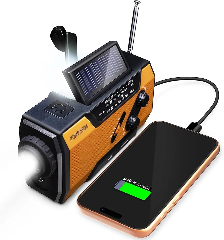 FosPower FOSPWB2376 Emergency Solar Crank Portable NOAA Weather Radio -…