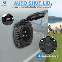 125V 15A AC Power Inlet Port Plug Car Plug 20″ Extension Cord for RV Camper