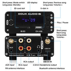 Bluetooth 5.0 Audio Receiver Wireless Adapter with USB SD Music Player FM Radio
