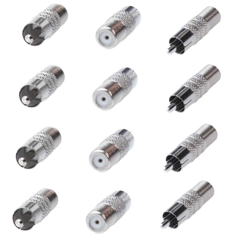 F-Type Female to RCA Male Coaxial Cable Audio Adapter Coax Cable Coupler LOT