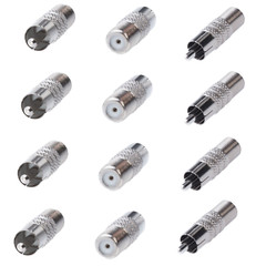 F-Type Female to RCA Male Coaxial Cable Audio Adapter Coax Cable Coupler LOT