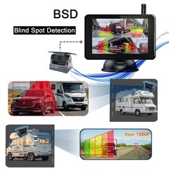 Solar Magnetic Wireless Backup Camera 1080P Monitor TouchScreen Car Truck Camper