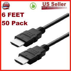 50 Pack New Digital High-Speed 1.4 HDMI Cable PVC 2160p Black Cord (6 feet)