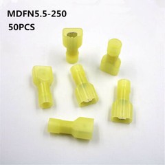 50PCS 12-10 AWG Yellow Fully-insulated Male Wire Spade Crimp Terminal Connectors