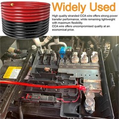 40ft 0 Gauge Wire Copper Clad Aluminum1/0 Battery Cable20pcs Lugs Terminal Conne