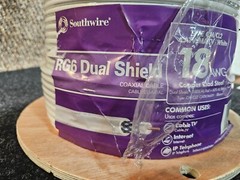 Southwire 56918345 500-Feet Dual Shields Type RG 6/U 18 AWG Coaxial Cable; White