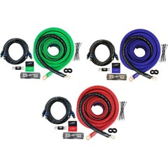 Oversized 1/0 Ga CCA AWG Amp Kit Twisted RCA Blue Black Complete Sky High