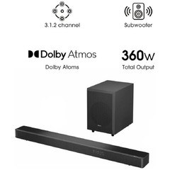 Hisense AX3120G 3.1.2Ch Sound Bar with Wireless Subwoofer 360W Dolby Atmos BT5.3