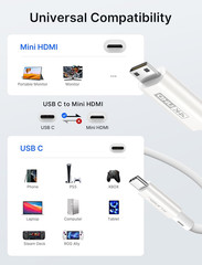 USB C to Mini HDMI Cable 3FT (NOT HDMI), High Speed 4K Type C to Mini HDMI (4K@3