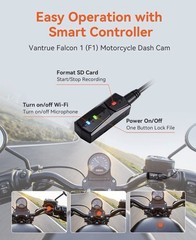 Vantrue Falcon 1 (F1) Motorcycle 4K Dashcam (4K + 1080P) GPS | WiFi(1TB Support)