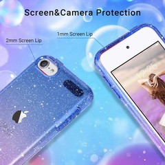 ULAK Clear Gradient Glitter Case for iPod Touch 7th/6th/5th Purple