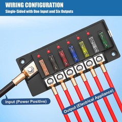 12V/24V 6-Circuit Waterproof Marine Fuse Box with LED Indicator, ATO Blade Fu…