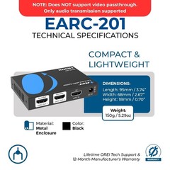 Orei Earc Audio 1 In 2 Out Arc/Earc Audio Dolby Atmos Dtsx Truehd Cec Volume