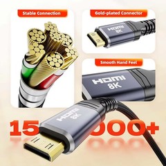 Mini HDMI Male to HDMI Female Bi-direction Adapter Short Cable 4K@120Hz 0.25M