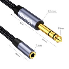 1/4 to 3.5mm Headphone Adapter 1/4 Male to 1/8 Female Extension Audio 1ft