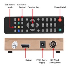 RF to All Standard Converter Analog TV Receiver Adapter Remote Control
