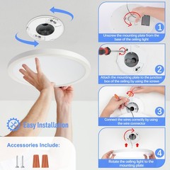 SunRider LED Flush Mount Ceiling Light 1 Count (Pack of 1), Daylight White