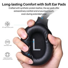 TOZO HT2 Hybrid Active Noise Cancelling Over Ear Headphones, Black (Renew)