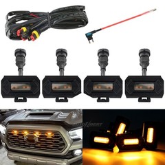 x4 Amber LED Lamp Front Grill Light Kit For Toyota Tacoma 20-23 TRD Raptor Style