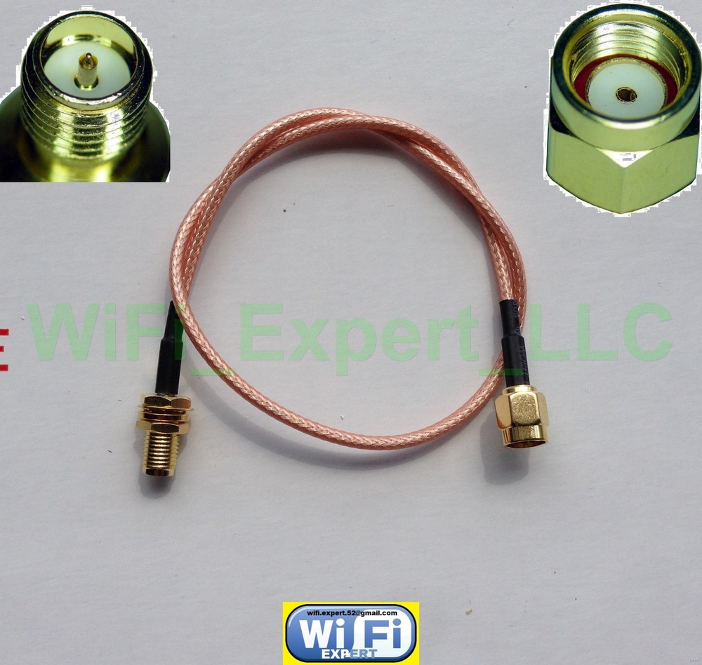 1 x RP-SMA MALE to RP-SMA Female – Coaxial RF Extension Cable RG316 2in – 10feet