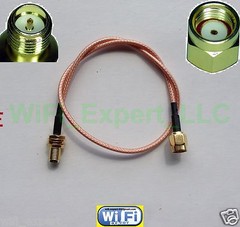 1 x RP-SMA MALE to RP-SMA Female – Coaxial RF Extension Cable RG316 2in – 10feet