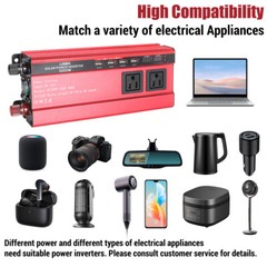 5000W Inversor de corriente DC 12V 24V a AC 110V 120V Convertidor con 3 AC 4 USB