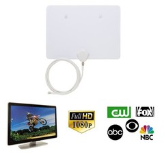 Flat Indoor Digital Antenna Long Range 35 Miles HDTV VHF UHF 1080p, White