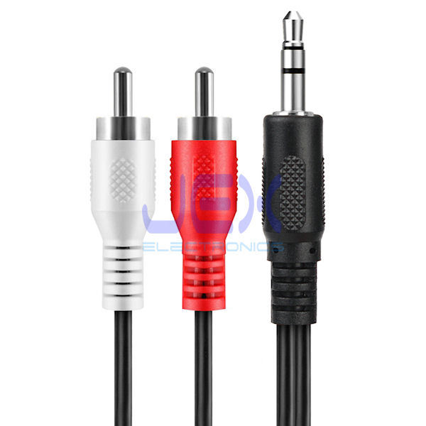 4′ ft Twin RCA Male to 1/8″ 3.5mm jack Audio Cable/Lead phone/PC to TV/Stereo