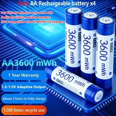 Rechargeable Lithium Battery AA 3600Mwh/Aaa 1300Mwh Original Batteries High Capa