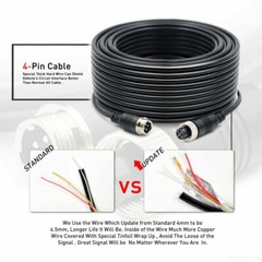 Advanced 15M 4Pin Extention Cable Waterproof for CCD Backup Camera Caravan Black