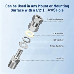 2x CB Antenna Stud Mount SO-239 3/8″x24 Thread Heavy Duty For SUV Truck Ham
