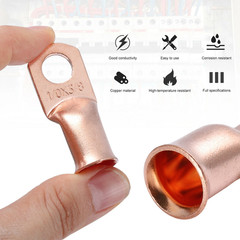 40 pcs 1/0 AWG Gauge Copper Lugs w/ BLACK & RED Heat Shrink Ring Terminals Set