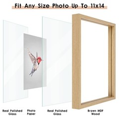 MUYE 11×14 Floating Frame Set of 2,Double Glass Rustic 11×14, Natural