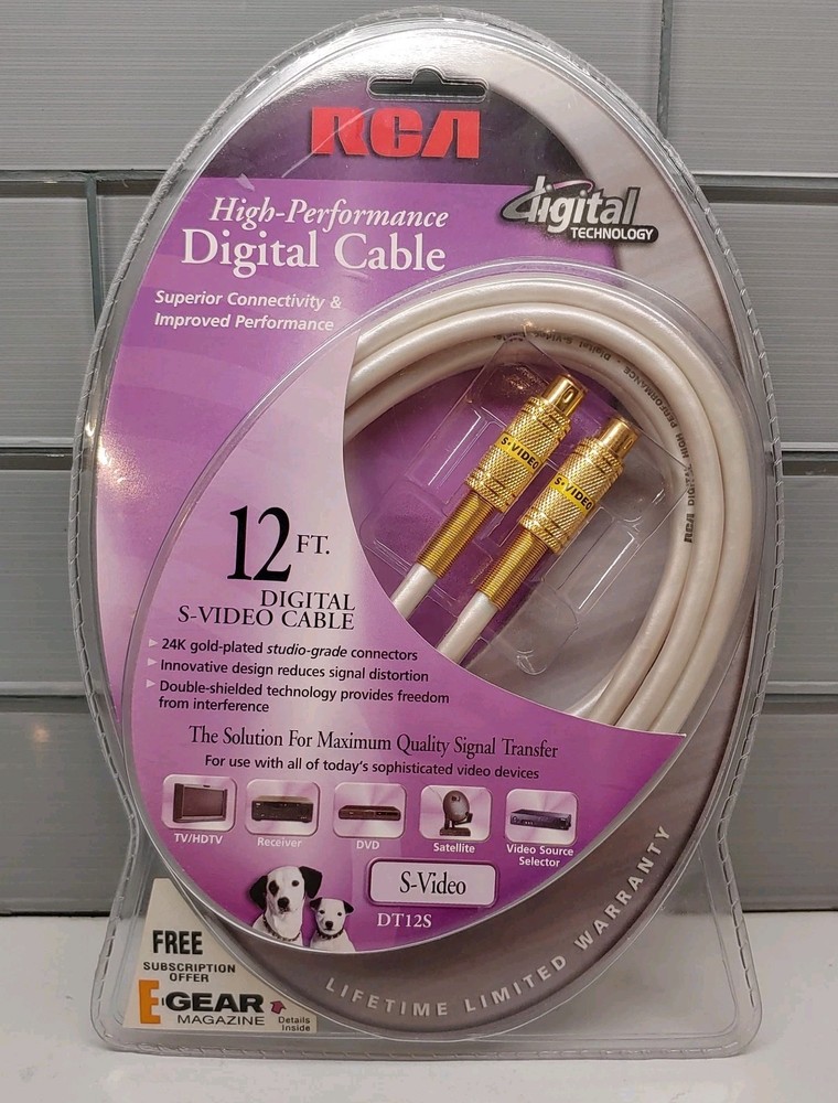 RCA High-Performance 12 ft Digital S-Video Cable DT12S S-VHS Factory Sealed New