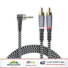 Angled 3.5mm to 2RCA Audio Cable, 15FT for Easy Connectivity and Sound Quality
